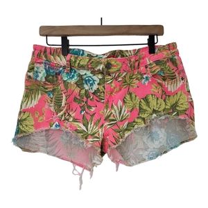 Bongo Tropical Print Jean shorts Grungecore